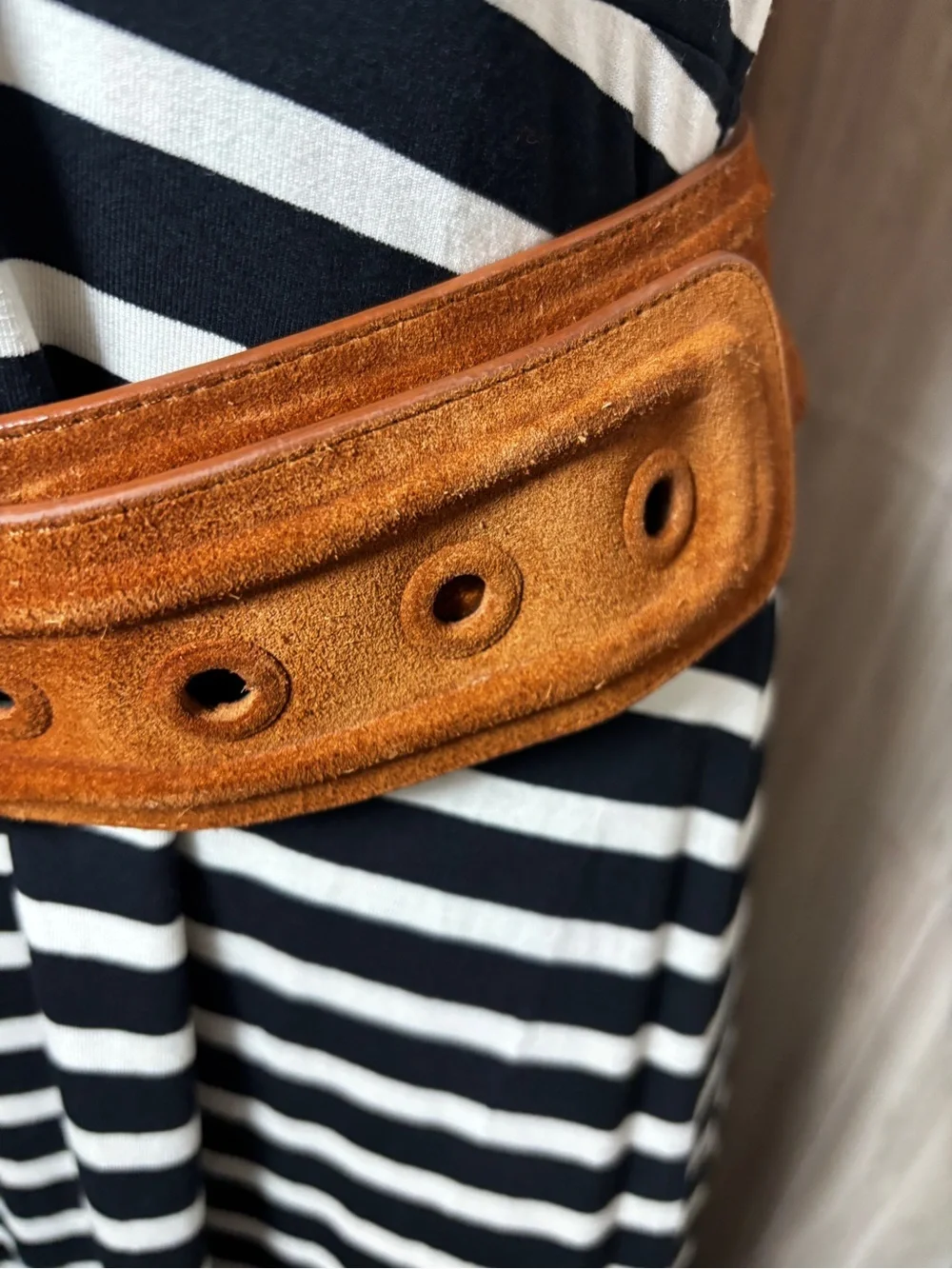 3.1 Phillip Lim Wide Suede Leather Belt Cognac Brown Size Medium